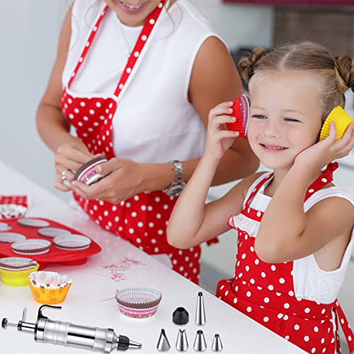 Suuker Icing Decoration Gun Set,Stainless Steel Dessert Decorator Cake Decorating Tool With 6 Pcs Russian Piping Icing Nozzles,Kitchen Baking Pastry Tool(Black） #TOP2