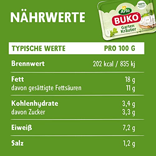 Arla Buko Gartenkräuter Frischkäse | 10x 200g | 100% natürliche Zutaten | Ohne Konservierungsstoffe, Verdickungsmittel und Geschmacksverstärker