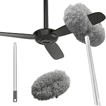 Microfiber Feather Duster with 100 Inch Extension Rod | Long Reach Washable Dusting Brush for Walls, Shelves & High Corners | Bendable Head Ceiling Fan Cleaner