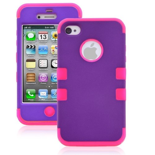 Armor Impact Defender Hybrid Double Case for Iphone 4 & 4s - Grape Pink - In Package