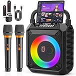 JYX Karaoke Machine 2 Microphones, Portable Bluetooth Karaoke Speaker with DJ Lights for Party & Outdoor, Wireless Microphone Karaoke for Adults, PA System Supports USB, AUX, REC, TF