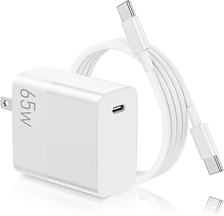 USB C Fast Charger Set Foldable Plug,65W GaN II PD 3.0(PPS) Quick Charger Block Adapter with 6ft USB Type C to C Charger Cable for MacBook Air/Pro, iPad Air/Pro, Dell XPS 13, More Laptop
