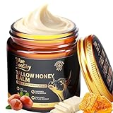 Upgraded Beef Tallow for Skin Handmade Whipped Organic Grass-Fed Tallow and Honey Balm for Eczema & Rosacea,Non-Comedogenic,Beef Tallow Face Moisturizer for Dry, Sensitive Skin(4oz Unscented)