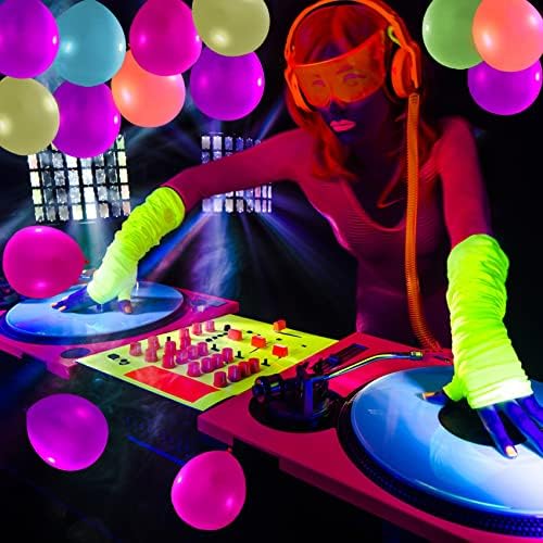 36 Pieces Neon Balloons Glow in The Dark Paint Blacklight Neon Party Decorations, Latex Balloon Solid Color Balloons for Birthday Wedding Arch Themed Party Supplies
