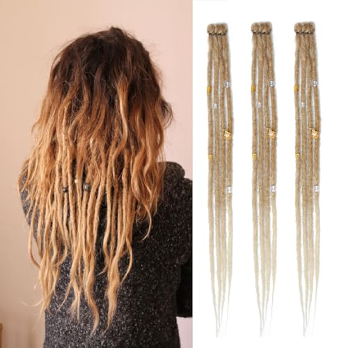 Dsoar Dünne Dreadlock Erweiterungen 20 Zoll Clip In Dreads Handgemachte Dreads 3Pcs Crochet Loc Erweiterungen(27/613#)