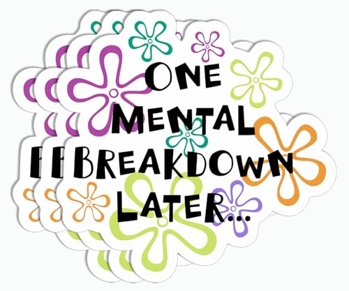 3PCS One Mental Breakdown Later Stickers - Funny Anxiety Sticker - Flower Mental Sticker - Sticker for Tumbler Water Bottles Phone Kindle
