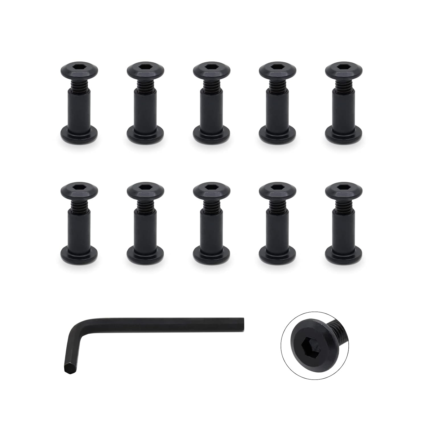 VictorsHome Screw Post, M6x10mm Hex Drive Binding Bolts and Barrel Nuts for Leather Wood