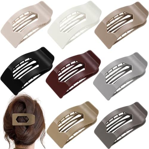 8 Pack Flat Hair Clips for Women – Glossy Neutral No-Slip Flat Claw Clips for Thick & Thin Hair, Large Strong Hold Square Rectangle Hair Accessories for Work & Stylish Fall Outfits — view 7