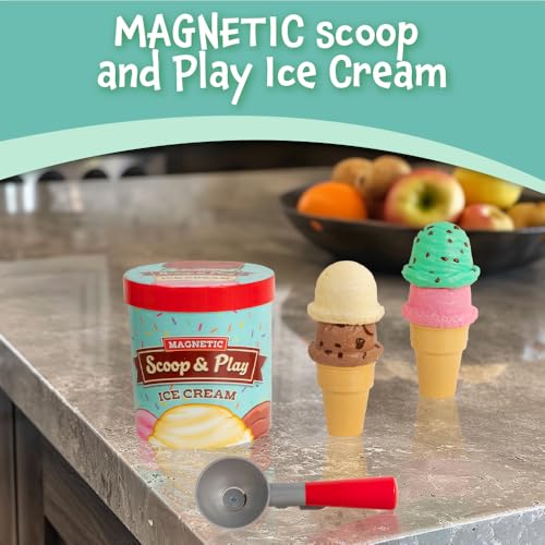 Magnetic Scoop and Play Ice Cream Toy Set, 8 Pieces