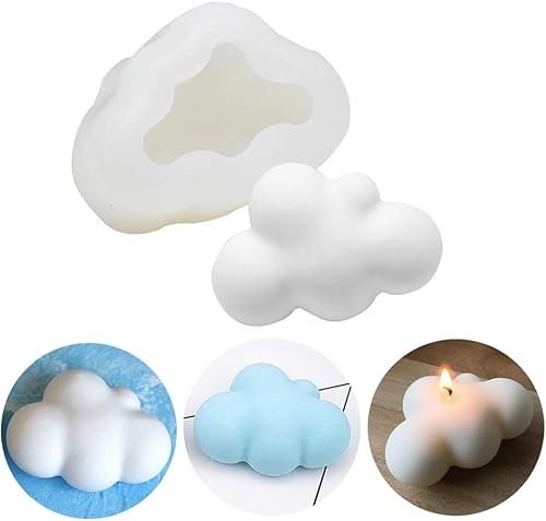 Molde de silicona 3D Cloud para fondant, chocolate, dulces, velas, jabón, bomba de baño, barra de loción, yeso de París (blanco/rosa)