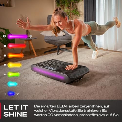 Bild 2 - Sportstech 4D Vibrationsplatte für Zuhause, VP400 und sVibe, Smart LED, Trainingsbänder und Ropes, Abnehmen, Ganzkörpertraining, Muskelaufbau, 120 kg belastbar, Fitness Training