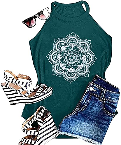 Mandala Tank Tops Lotus Flower Graphic Tshirt Women Boho Vest Sleeveless Shirt Summer Bohemian Style Tops #TOP21