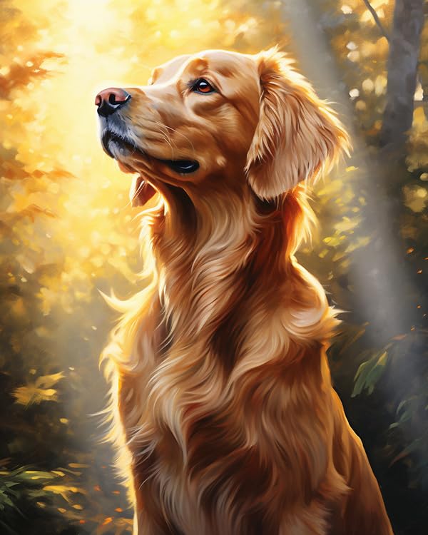 ZMHZMY Paint by Number Kits Golden Retriever DIY Digital Canvas Oil Painting Art Decor for Adults Beginner,40x50cm Frameless