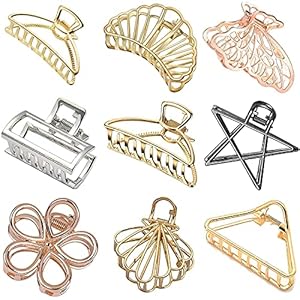 TAEBO Womens 6 pcs Large Non-Slip Metal Claw Clips; Catch Barrette Jaw Clamp Half Bun Hairpins for Thick Hair (Pack of 06;Multicolour)