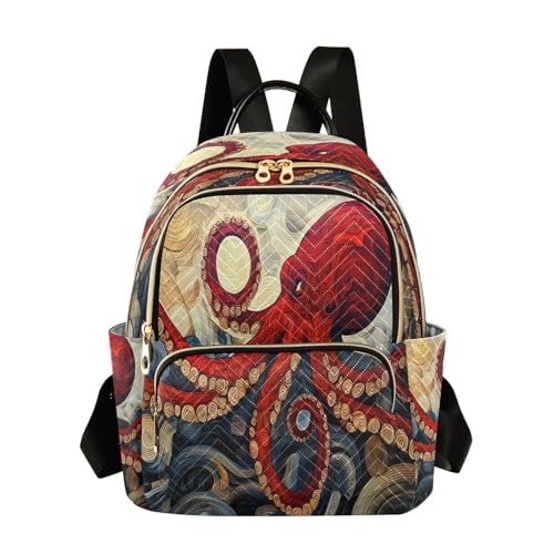 ALAZA Octopus Small Backpack Purse for Women Travel Bag Lightweight Shoulder Bag Fashion Daypack