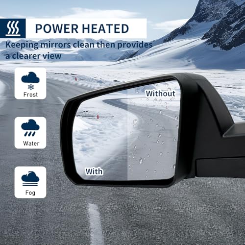 Fit for Toyota Tundra 2014-2019 Door Mirror Assembly with Textured Black Cover Power Heated Glass with Signal Light and Blind Spot with Memory and Power Folding 18 Pins Left Driver Side LH — view 3