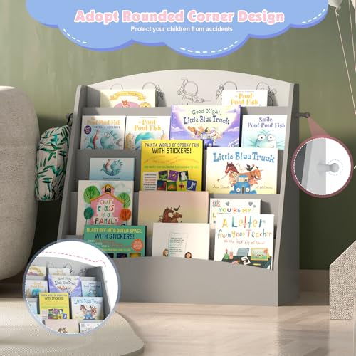 NACHES 5-Tier Kids Bookshelf Toddler Montessori Book Rack Display Shelf