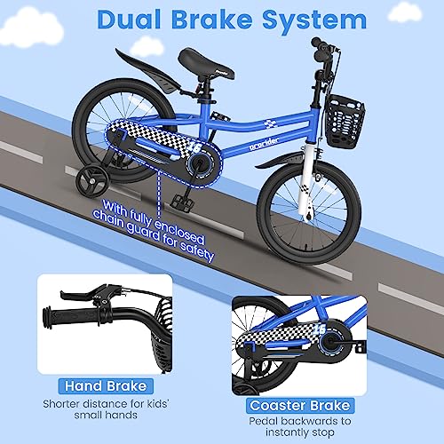 Image of BABY JOY Kids Bike, 12 14 16 18 Inch Boys Girls Bike for 3-8 Years w /Training Wheels, 20 Inch Children Bicycle for 8+ Teens w /Kickstand, Handbrake, Coaster Brake & Removable Basket, Sporty Bicycle