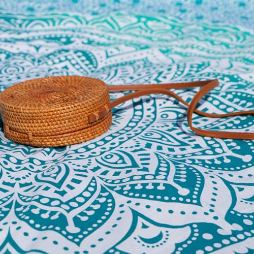 MOMOMUS Sandfree Extra Large Beach Towels for Adults - Mandala Style, Lightweight and Familiar - Sandproof Beach Blanket - Turquoise, 210 x 230 cm - Image 2