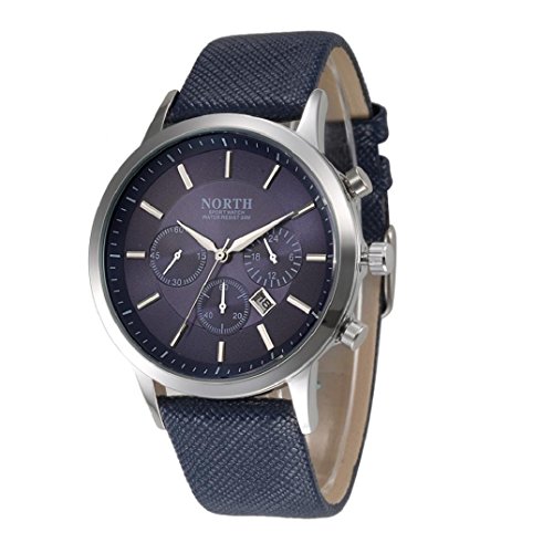Preisvergleich Produktbild Kolylong Herren Sport Uhr Leder Band Armbanduhr Blau