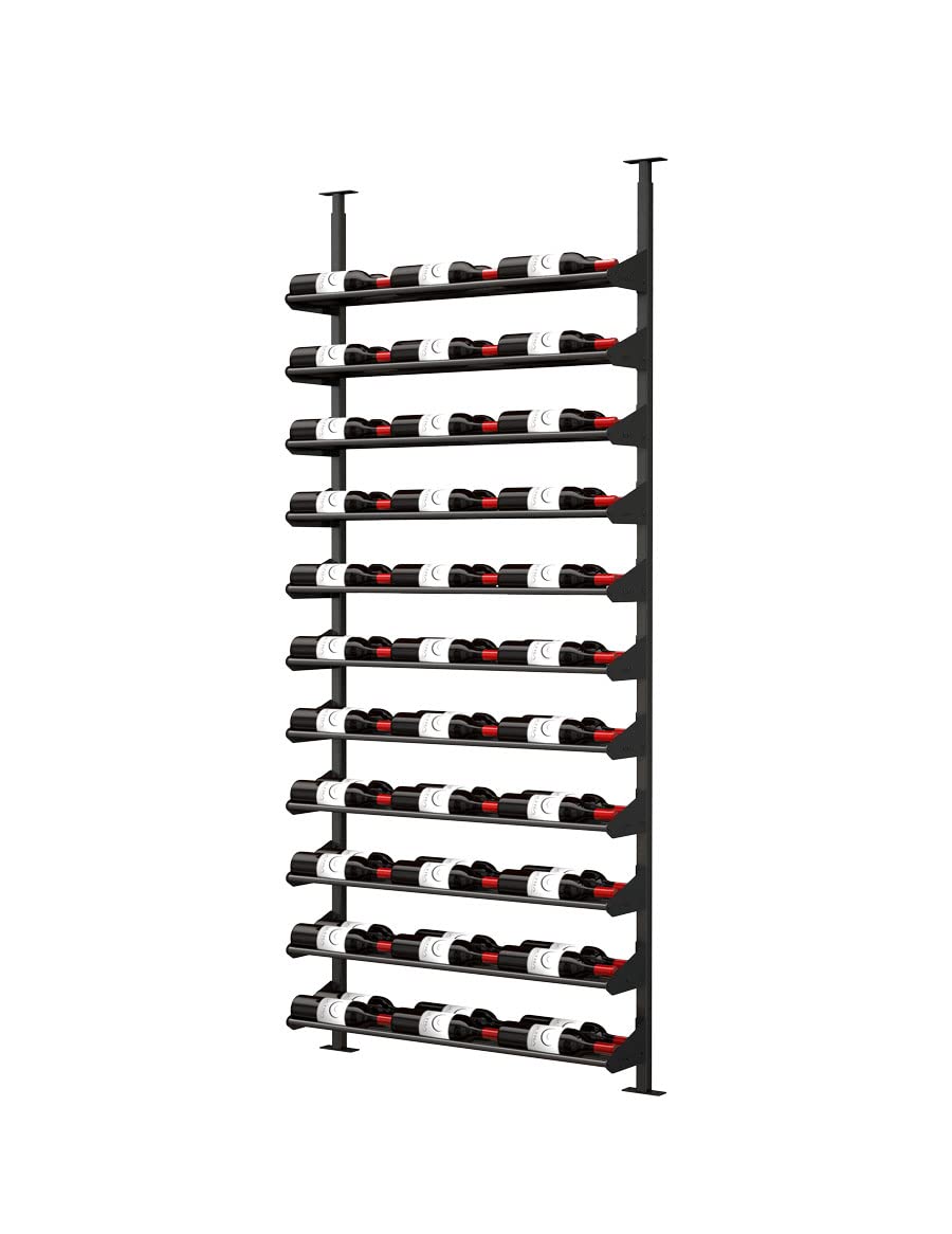 Ultra Wine Racks Showcase Horizontal Wine Display - Black, Modular Wine Rack (Supports 66 Bottles), 2 Deep Configuration, Label-Out Design for Wine Cellars, Home Bars, and Kitchens