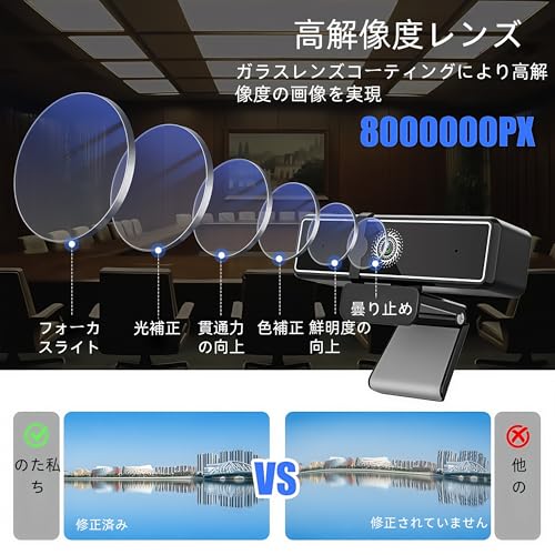 ウェブカメラ Webカメラ フルHD 2K 400万画素 ストリーミング 自動光補正 内蔵マイク 超広角120° 会議用PCカメラ 三脚穴 Windows XP/2000/2003/Vista/7/8/10/11 /Mac OS/Zoom/Teams/Youtubeなどに対応可能 ビデオ会議/オンライン授業/ライブ配信用