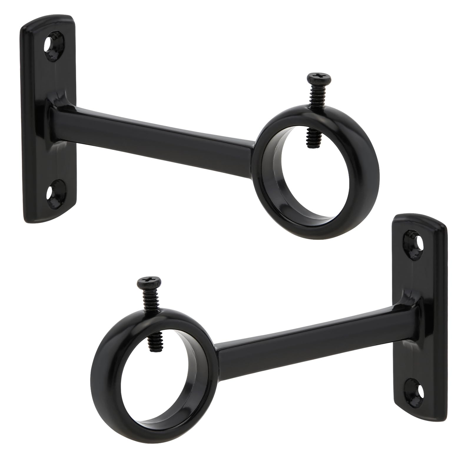 Lot de 6 supports de tringle à rideaux robustes pour tringle à rideaux de 2,5 cm (noir)