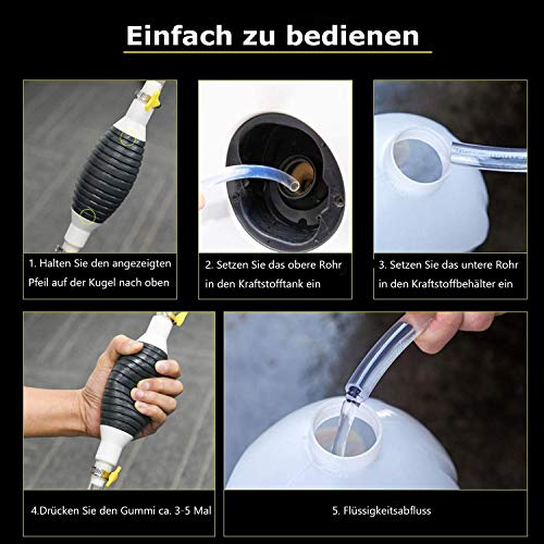Foto von Handpumpe,Dieselpumpe Benzinpumpe Absaugpumpe Kraftstoffpumpe,Tragbare Schlauchpumpe,Benzin Auto für Kraftstoffe Notpumpe,Benzin Diesel Wasser,Benzinschlauch 2M