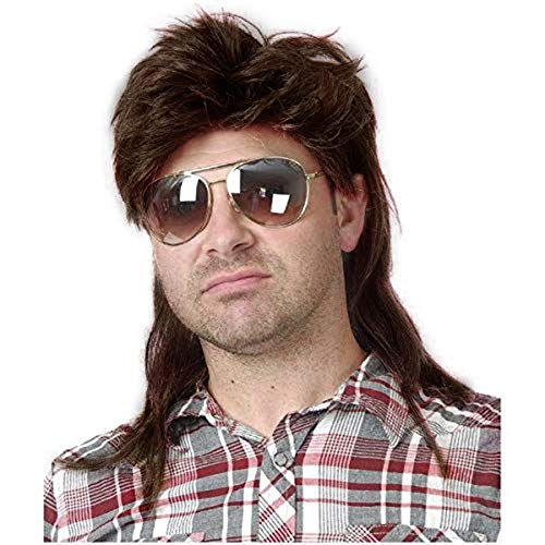 Kaneles Mullet Wigs for Men 80s Costumes Fancy Party Accessory Cosplay Halloween Wig (Light Brown)
