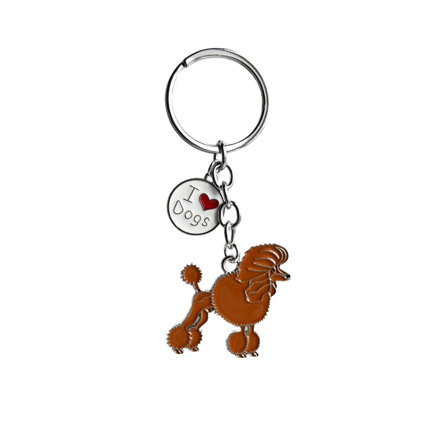 Bt Bear Unisex Brown Poodle 2 Dog Key-Ring Keychain,Do Id Tag Cute Metal Dog Keychain Keyring Keyfob Bag Charm (Poodle Brow)