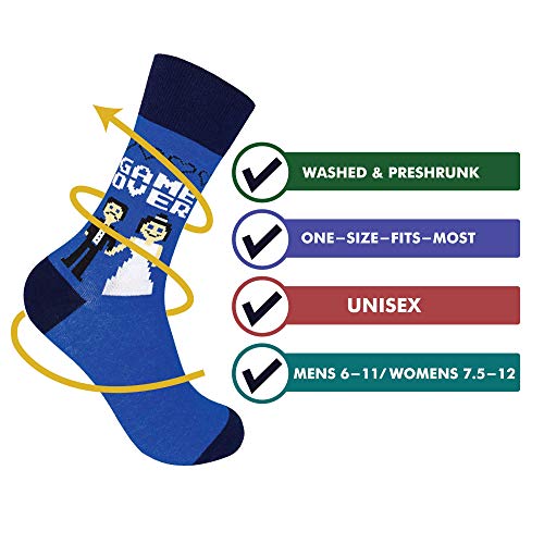 Funatic Game Over Novelty Crew Sock | Fun Unisex Wedding Gift With Gamer Saying And Image | Best Marriage Party Day Apparel | Anniversary Holiday Present For Men Women Groom Bride | One Size Fits Most #TOP3