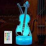 POSSHE Violin Night Light, Violin Gifts, Cello 3D Illusion Lamp with 16 Colors Changing, Timer, 4 Flash Modes and Dimmable, Kids Boys Girls Room Decoration, Holiday Xmas Music Gifts