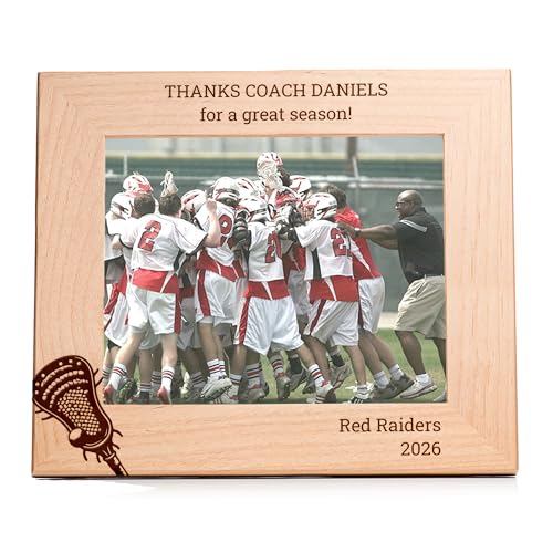 Lifetime Creations Engraved Personalized Lacrosse Coach Picture Frame (8" x 10" Landscape) - Personalized Coaching Gifts, Youth Lacrosse High School Coach Frame Thank You Gift Ideas