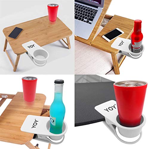 image for YOY 2 Pack Drink Cup Holder Clip - Table Desk Side Water Glass Beer Bo