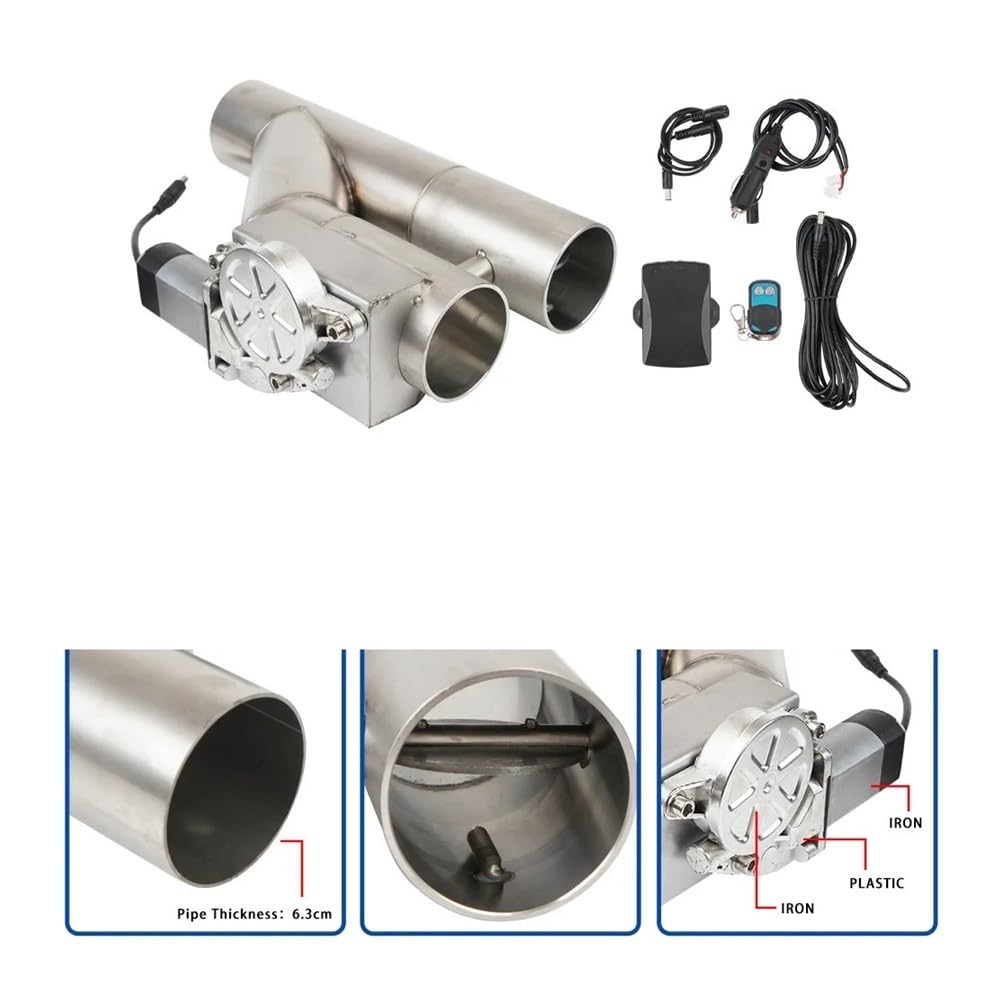 Motorrad Auspuff Schalldämpfer Universal 2,5'' 3" Doppelventil-Auslassventilsteuerung 2-in-1-Auslassventilsatz Motorrad-Auspuffrohr-Schalldämpfer