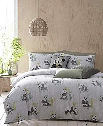 Furn Pandas Duvet Cover Set, Cotton, Mint, Single