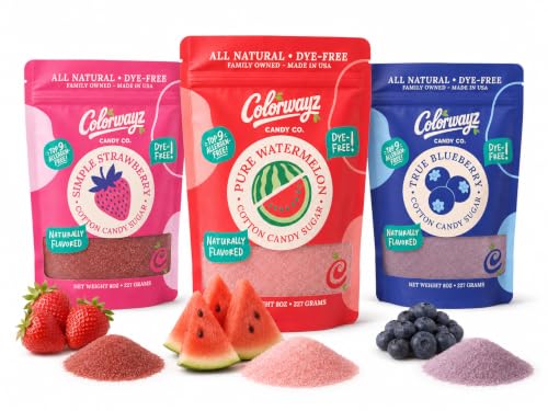 Colorwayz Dye-Free Cotton Candy Sugar, Floss Sugar for Machines, 3-Pack