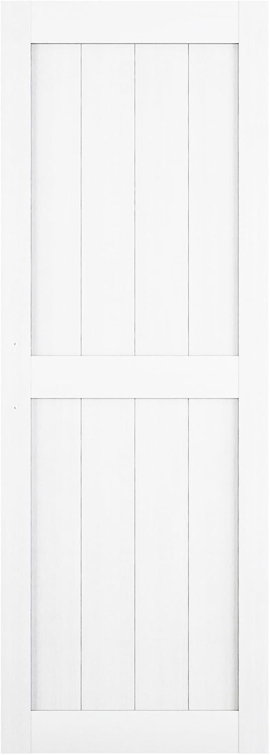 similar style jubest 30\"x84\" white sliding barn door, solid wood & mdf with water-proof & scratch-resistant pvc surface, h-frame, barn door slab only, not included hardware kit, easy to assemble