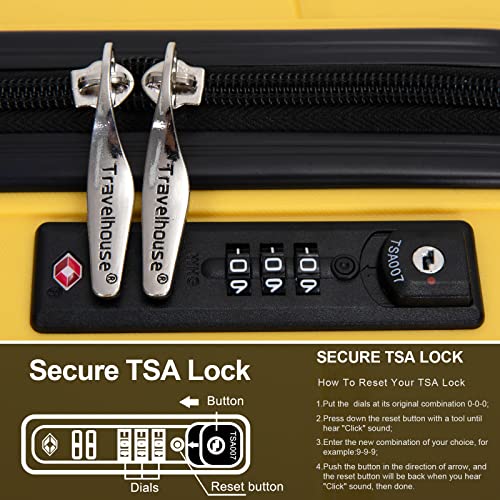 Travelhouse Luggage Sets 3 Piece PP Suitcase Set Hardside Spinner Wheel Luggage Clearance Lightweight TSA Lock for Travel, Business(20/24/28)(Yellow) 7