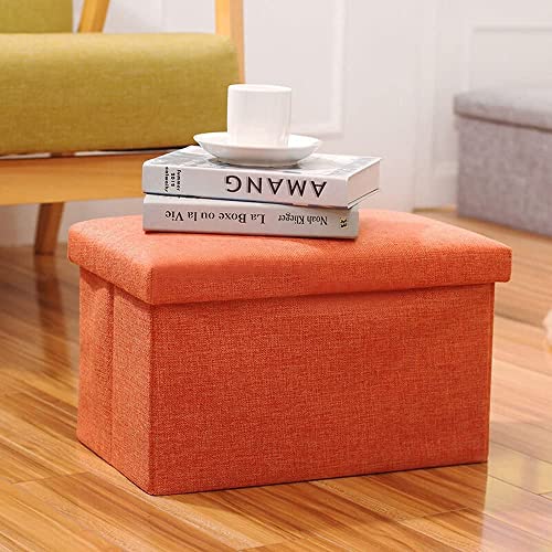 Inoutdoorkit Small Kids Linen Folding Organizer Storage Ottoman Bench Cube Foot Stool, Footrest Step Stool For Living Room, Bedroom, Office, Garden, Traveling, Fishing, Camping 16"X10"X10" (Orange) #TOP4