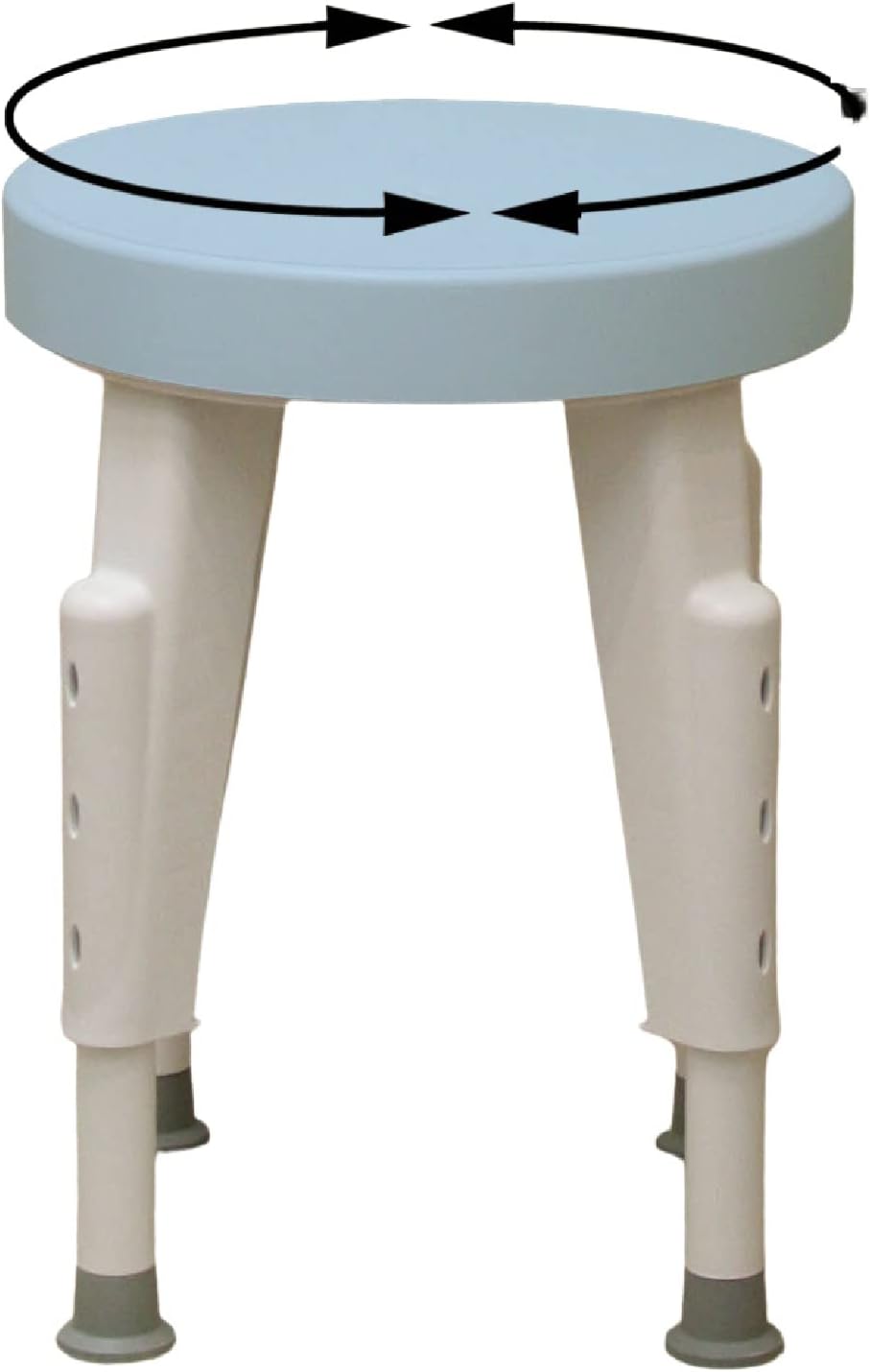 Adjustable Height Rotating Plastic Shower Stool with Non-slip Feet