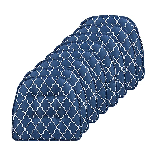 Klear Vu Omega Non-Slip Chair Cushions, Assembled in USA, U-Shaped Skid-Proof Seat Pads for Dining Room, Kitchen, Office, 15"x16" 8 Pack Geo Blue 8 Count