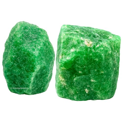 Image of Amazing Gemstone Green Strawberry Quartz Raw Crystals and Healing Stones, Natural Rocks for Tumbling - DIY Raw Stones and Crystals (2 Pieces)