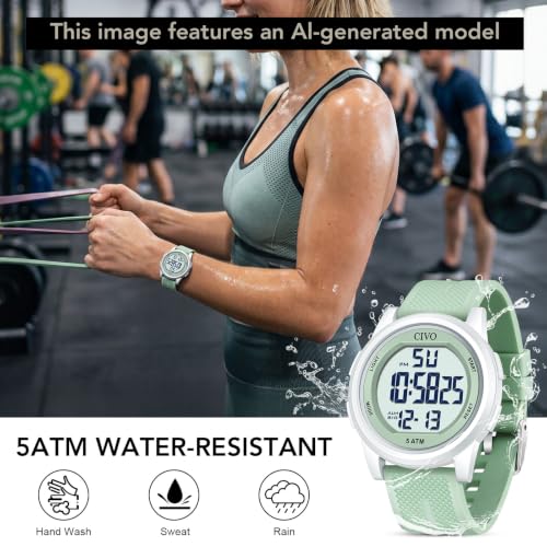 CIVO Sports Digital Watches for Women: 44mm Large-Dial Waterproof Watch by CIVO - Used condition - US$20.08