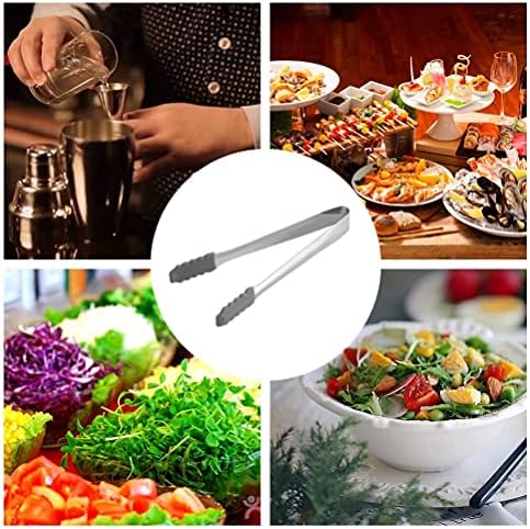 5 Pcs Kitchen Tongs Stainless Steel Cooking Tongs Mini Tongs with Silicone Tips for Cooking, Baking, Serving, Ice, Buffet