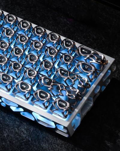 XVX Venom Keycap 60 75 100 Percent, Translucency Keyboard Keycaps w/Hollowed-out Design, ABS+PC Material Keycaps, MOA Profile Keycap, Full 120 Key Set for MX Mechanical Gaming Keyboards (Silver)