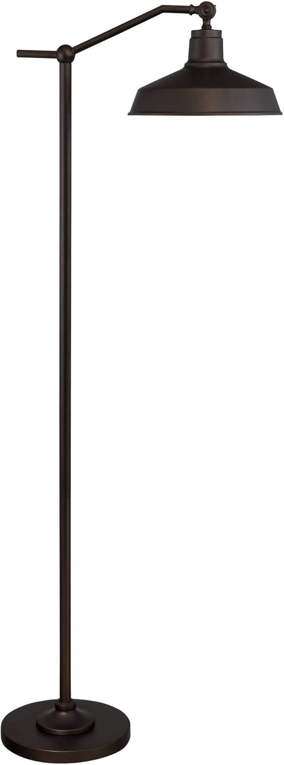 360 Lighting Kayne Rustic Farmhouse Floor Lamp Standing 61" Tall Satin Bronze Metal Downbridge Shade for Living Room Reading Bedroom Office House Home Decor
