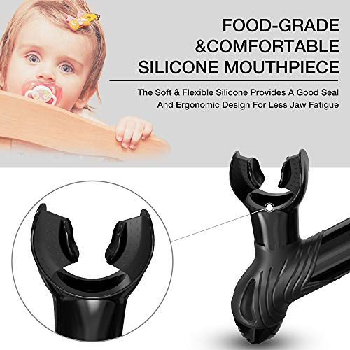 Omid Swim Snorkel For Lap Swimming Swimmer Training, Easy-Breath Center-Mount Swimming Snorkel With Comfortable Head Pads Food-Grade Silicone Mouthpiece Durable One-Way Valve For Adult (All Black) #TOP1