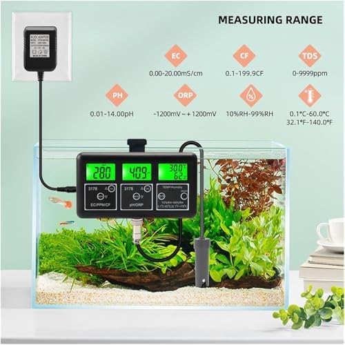 Tester intelligente per la qualità dell'acqua 7 in 1, misura l'umidità temporanea PPM PH ORP EC CF, analizzatore WiFi per acquari, piscine, laboratori di acqua potabile, idroponica