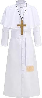 Priest Costume for Men, Black Clergy Robes Halloween Priest Outfit Cosplay Dress Up